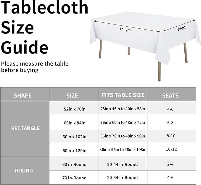 Easy-Going Faux Linen Waterproof Spill-Proof Tablecloth Stain Resistant Rectangle Table Cloth Wrinkle Free Decorative Fabric for Kitchen, Dining, Party, Weddings, Restaurants (60x84 in, White)