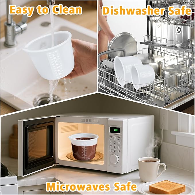 Palksky Silicone Cups for Melting Chocolate, 2PCS Chocolate Melter Set (600ml & 1000ml), Chocolate Melting Pot for Dipping & Melting Chocolate, Reusable Baking Supplies for DIY Chocolate Molds