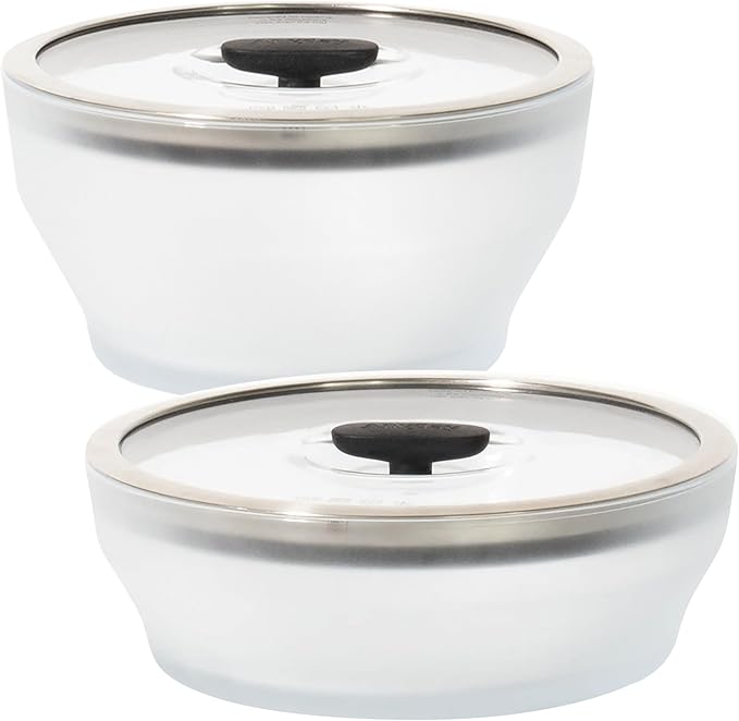 Anyday 4-Pc Microwave Cookware & Glass Food Storage Set with Glass Lids | Large Plastic-Free Containers | Stackable Steamer with Vented Lid for Microwave-Safe Reheating & Steaming Vegetables, Rice