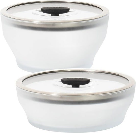 Anyday 4-Pc Microwave Cookware & Glass Food Storage Set with Glass Lids | Large Plastic-Free Containers | Stackable Steamer with Vented Lid for Microwave-Safe Reheating & Steaming Vegetables, Rice