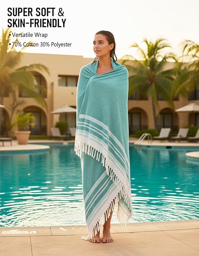 Oversized Turkish Beach Towel Blanket Cotton Giant XL Sandproof Towels Huge Linen XXL Extra Large Big Throw Quilt Blankets for Adults Cloud Travel Camping Glamping Accessories Essentials