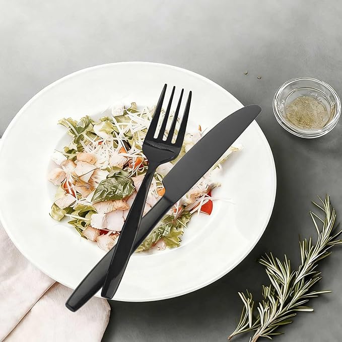 Black 30-Piece Silverware Set,Stainless Steel Flatware Utensils Cutlery Set for 6,Including Steak Knife Fork and Spoon,Dishwasher Safe,Modern Tableware for Home & Dining