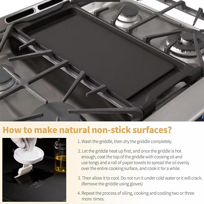 Allstare WB31K10220 Griddle Replacement Parts for GE Stove Parts Cafe Griddle Plate 20" x 8.5’’ GE Stove Top Cast Iron Center Griddle Pan General Electric Gas Range Cooktop Flat Top Pan 1 Pack