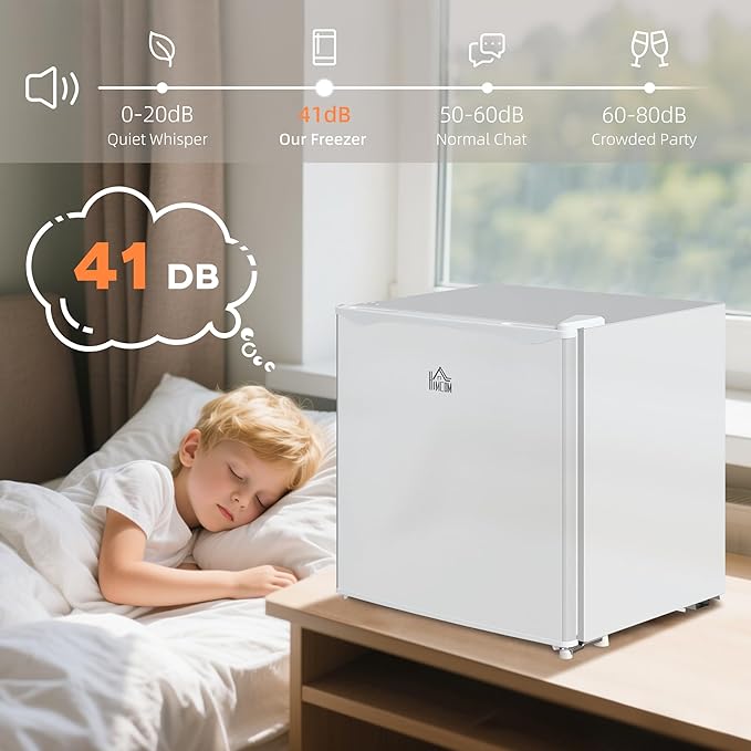 HOMCOM Mini Freezer Countertop, 1.1 Cu.Ft Compact Upright Freezer with Removable Shelves, Reversible Door for Home, Dorm, Apartment and Office, White