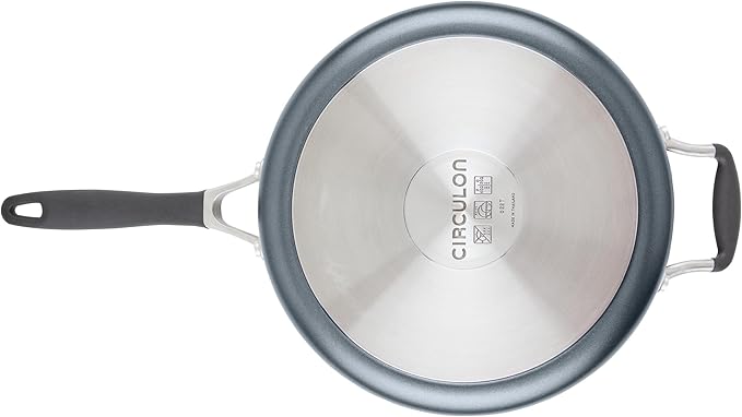 Circulon A1 Series with ScratchDefense Technology Nonstick Induction Sauté Pan with Helper Handle and Lid, 5 Quart, Graphite