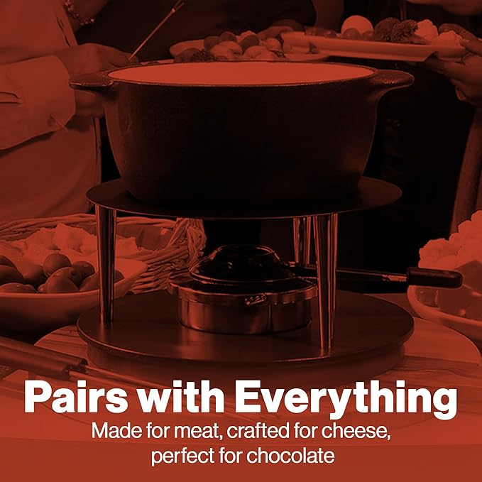 Swissmar Summit 10-Piece Matte Black Cast Iron Fondue Set - Ideal for Melting Cheese, Chocolate, Butter, & More - Perfect for Kitchen Collection & Wedding Gift Giving - 1Liter / 1.05 Quart