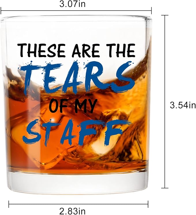 Futtumy These Are The Tears of My Staff Whiskey Glass, Bosses Day Gifts for Man, Gifts for Boss Male, Boss Gifts Men, Christmas Gifts for Boss, Funny Boss Gifts on Bosses Day Christmas Birthday