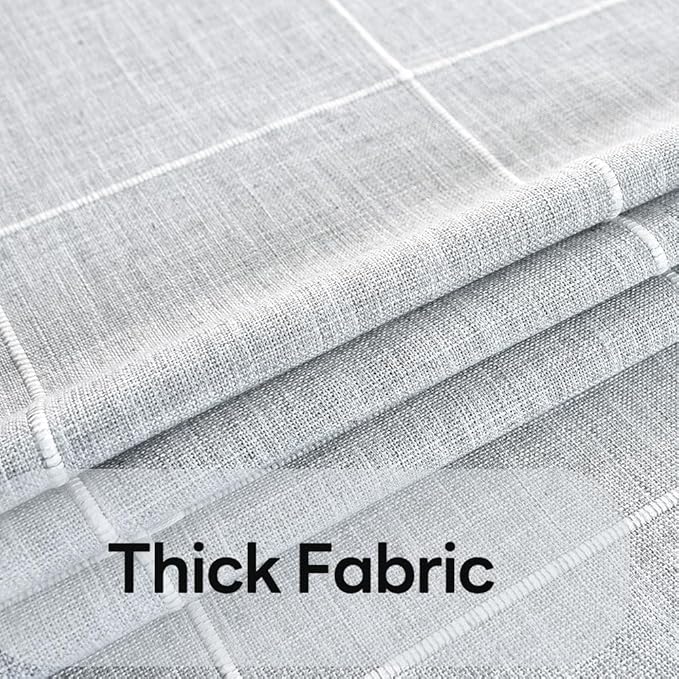 Farmhouse Table Cloth for Rectangle Tables Gray Plaid Boho Tablecloth Heavy Duty Cotton Linen Blend Washable & Wrinkle Resistant Rustic Table Cover for Outdoor Kitchen Dining (52x70 Inch)