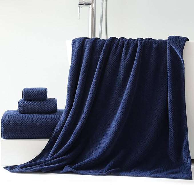 40x80 Inches Bath Sheets Towels for Adults Oversized Bath Towels Extra Large Luxury Super Soft Absorbent Quick Dry Microfiber (Navy Blue,2PCS)