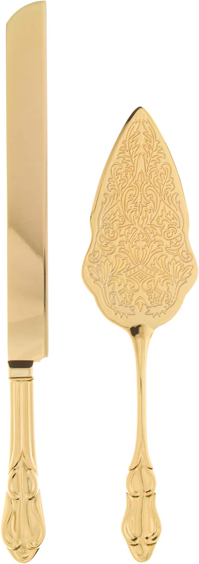 Ella Celebration Gold Wedding Cake Knife & Server Set, Vintage Cake Cutting Utensils, Party Supplies Golden Anniversary Decorations (Elegant Gold)
