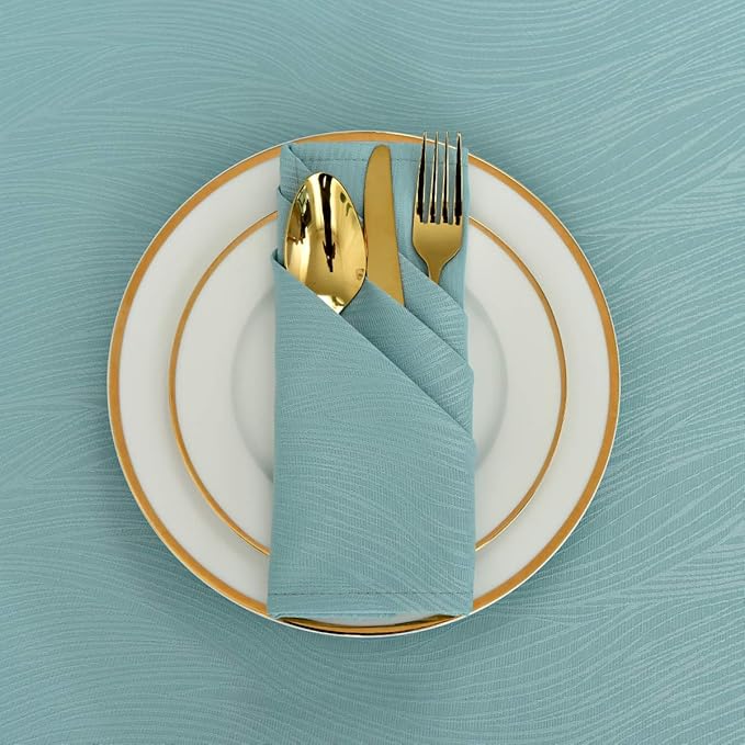 maxmill Jacquard Cloth Napkins 20 x 20 Inch with Hemmed Edges Swirl Pattern Soft Comfortable and Luxury Serviette for Family Dinners Weddings Parties and Banquets Set of 4 Turquoise