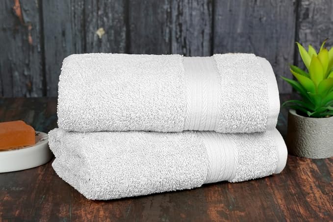 Ample Decor Hand Towels for Bathroom 18 X 28 Inch 600 GSM 100% Cotton, Soft Absorbent - Set of 2 - Christmas White