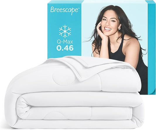 Breescape Cooling Comforter King Size - BlendTek™ Q-Max>0.46 Tech, Breathable Blanket for Hot Sleepers & Night Sweats Relief, Premium Lightweight Summer Bedding, 106x96 Inches, Snow White