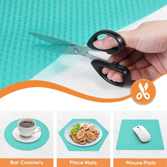 Blue Shelf Liners for Kitchen Cabinets Refrigerator Liners Waterproof & Oil-Proof Kitchen Cupboard Liner Drawer Mats EVA Material Non Adhesive Fridge Liner 17.5 x 236.2 Inches x 2 Rolls