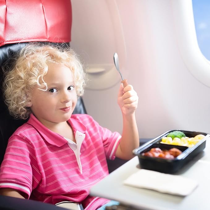 Pimoys 6 Pieces Stainless Steel Toddler Spoons, Kids Spoons with Round Handle, Toddler Utensils Children's Silverware Set, BPA Free, Dishwasher Safe