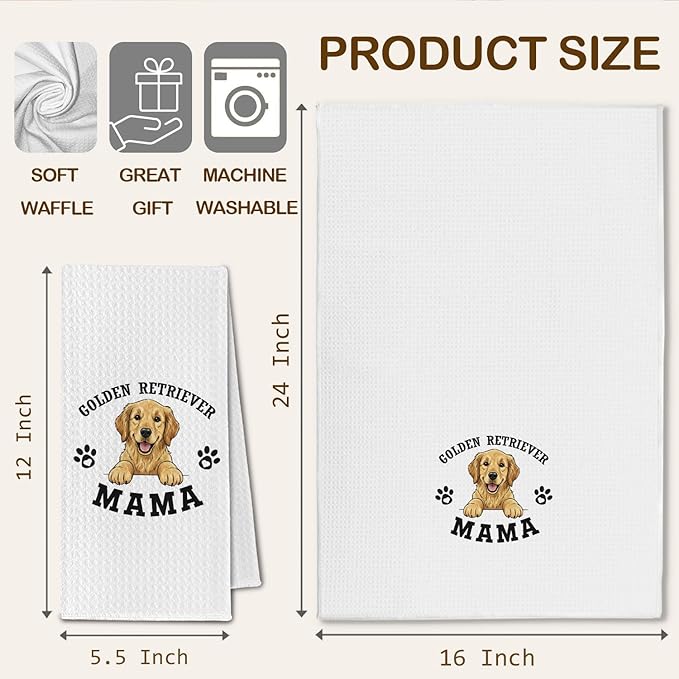 Golden Retriever Kitchen Towels, Dog Mama Golden Retriever Gifts for Women & Dogs Moms, Dog Lover Gifts Decorative Hand Towels for Bathroom, 16x24 Inch