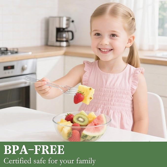 360 Count Plastic Forks - 6.89 Inch Disposable Forks, Heavy Duty Clear Plastic Forks, BPA-Free, Heat Resistant Plastic Silverware, Suitable for Party, Picnic, Events and Everyday Use