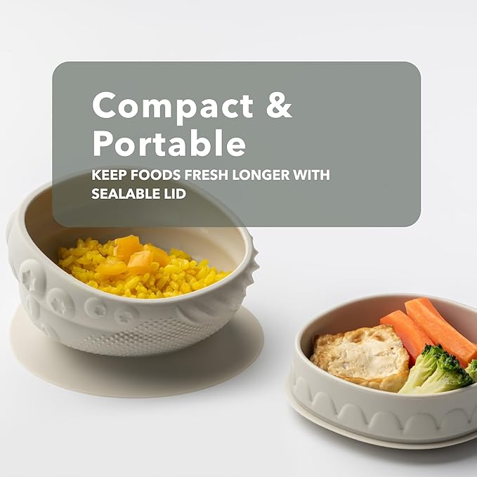 Miniware Sensory Baby Bowl - Oat - Silicone Bowls for baby to Combine Mealtime with Sensory Development - 100% Food Grade Silicone Baby Bowls - BPA Free, Non-Toxic Todddler Bowls