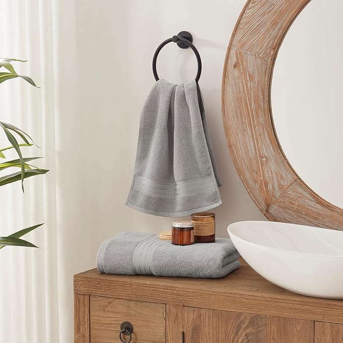 COZYART Silver Grey Bath Towel Set for Bathroom Soft Absorbent Durable 650 GSM Turkish Cotton Towel Sets of 6, 2 Bath Towels, 2 Hand Towels, 2 Washclothes