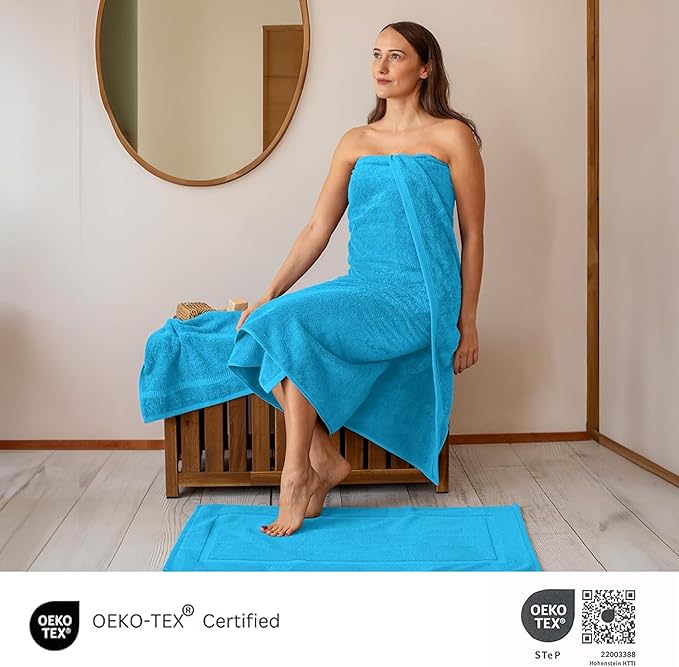 SALBAKOS 100% Turkish Cotton Jumbo Bath Sheet Towel Oversized 40x80 inch | Premium Hotel & Spa Quality, Soft, Absorbent, XL Bath Towels | Made in Turkey (Pack of 1, Aqua, Jumbo Bath Sheet)