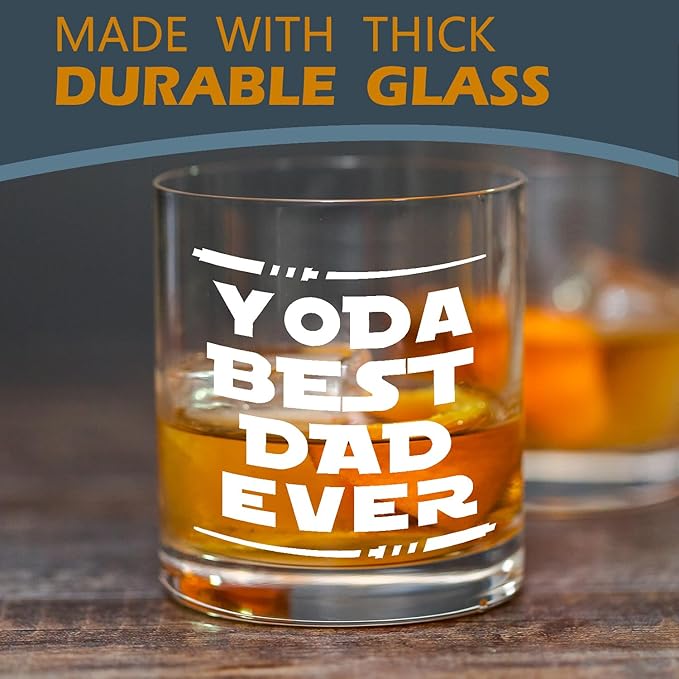kunlisa Dad Whiskey Glasses, Best Dad Gifts for Father's Day Birthday from Kids Sons Daughters, 10 oz Drinking Rocks Glasses for Men Whisky Cocktail Scotch Bourbon Liquor