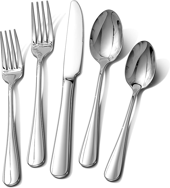 Silverware Set, 40 Piece Food-Grade Stainless Steel Flatware Set for 8, Rust-proof Mirror Polished Cutlery Utensil Set Include Knives Forks Spoons for Kitchen Restaurant,Dishwasher Safe
