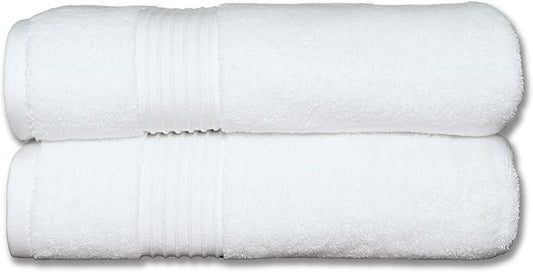 Milara Turkish Super-Plush Bath Towels Set 2-Piece | Premium Cotton Bath Towel Set Absorbent, Durable with Hanging Loops | White Color Turkish Bath Towels, (27 x 54 Inches)