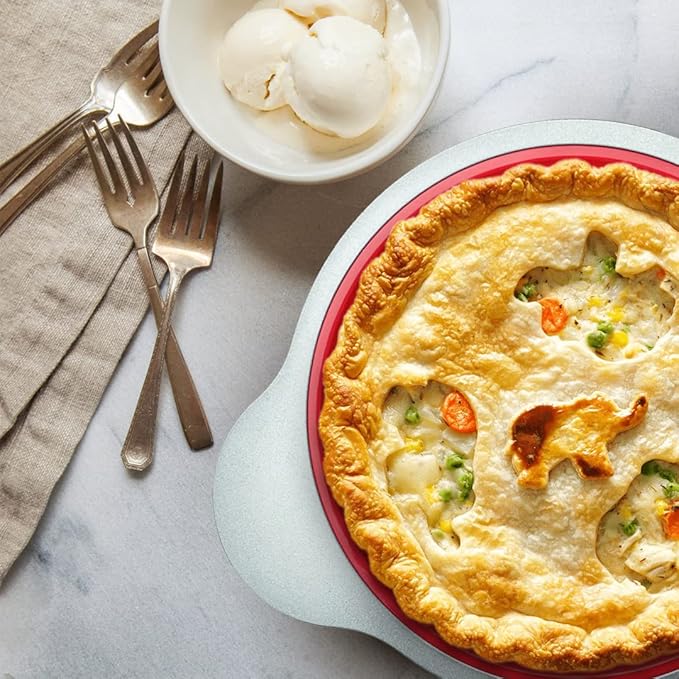 Boxiki Kitchen 9 Inch Non-Stick Silicone Round Cake Pan with Steel Frame Handles - Perfect for Baking Delicious Round Cakes