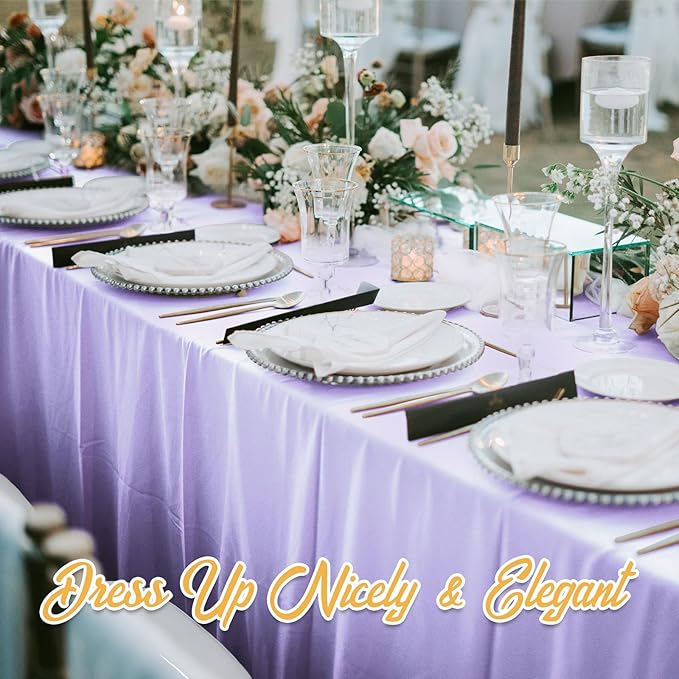 BRILLMAX 6 Pack Lavender Tablecloths 70 x 120 Inch for 6ft or 8ft Rectangle Tables - Rectangular Bulk Linen Polyester Fabric Washable Cloth Cover for Wedding Reception Banquet Birthday Party