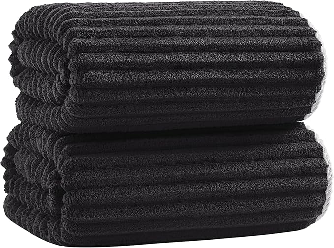40x80 Inches Bath Sheets Towels for Adults Luxury Microfiber Extra Large Bath Towels for Bathroom Super Soft Absorbent Quick Dry with Hanging Loop (Black,2PCS)