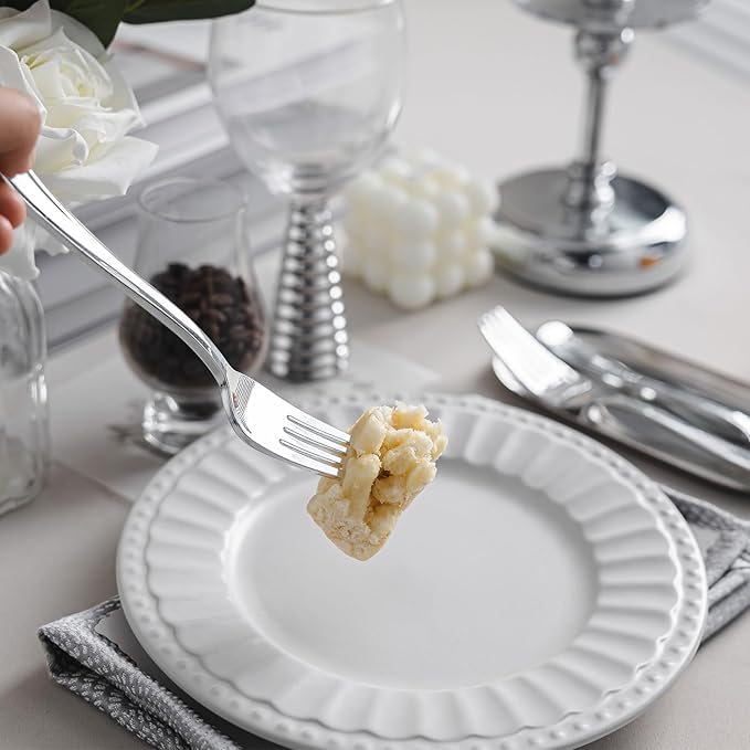 N9R 50PCS Silver Plastic Forks, Solid, Durable and Heavy Duty Disposable Silverware Forks, Perfect Plastic Utensils for Party, Wedding and Daily Use