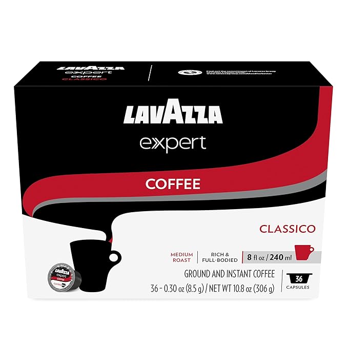 Lavazza Expert Classico Coffee Capsules, Medium Roast, Arabica and Robusta Blend, Compatible with Lavazza Classy Plus Machine (36 Capsules)