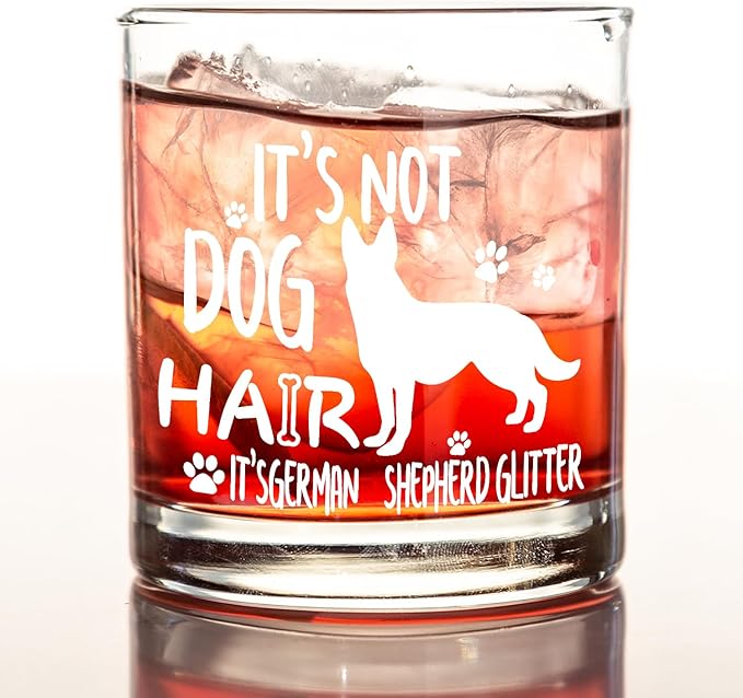 kunlisa German Shepherd Gifts Whiskey Glasses, Funny Dog Dad Mom Lovers Owners Gifts for Women Men, 10 oz Drinking Rocks Glasses for Women Men Whisky Cocktail Scotch Bourbon Liquor