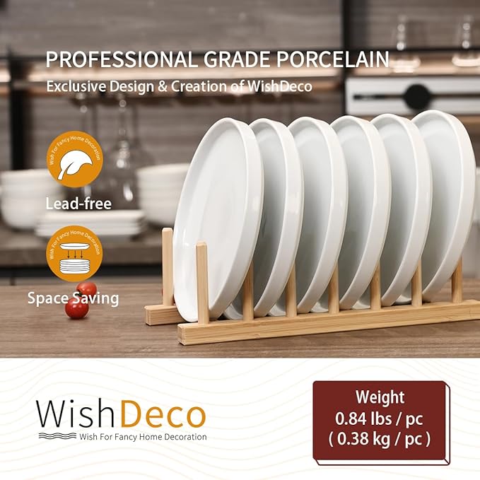 Ceramic Appetizer Plates Set of 6, Small Dessert Plates 7 inch, White Round Salad Plate, Porcelain Dinner Dishes for Cake, Waffle, Pasta, Microwave & Dishwasher Safe