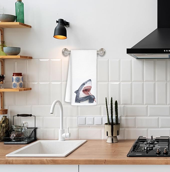 Shark Towels Decor,Shark Lovers Gifts Bathroom Kitchen Decor,Kids Hand Towels for Bathroom Kitchen 16x24 Inch