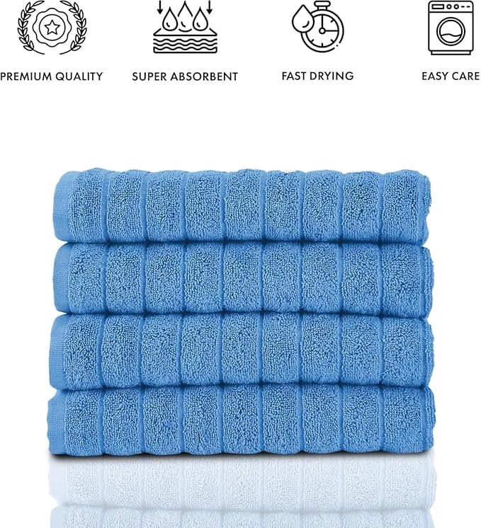 Classic Turkish Towels CTT Luxury Hand Towels for Bathroom Set of 4, 100% Turkish Cotton, Quick Dry & Comfy Towels for Hotel & Spa, Highly Absorbent | 20"x32" (Dark Blue)