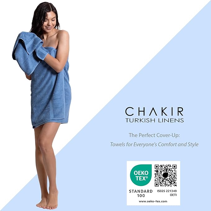 Chakir Turkish Linens | Hotel & Spa Quality 100% Cotton Premium Turkish Towels | Soft & Absorbent (4-Piece Washcloths, Wedgewood)
