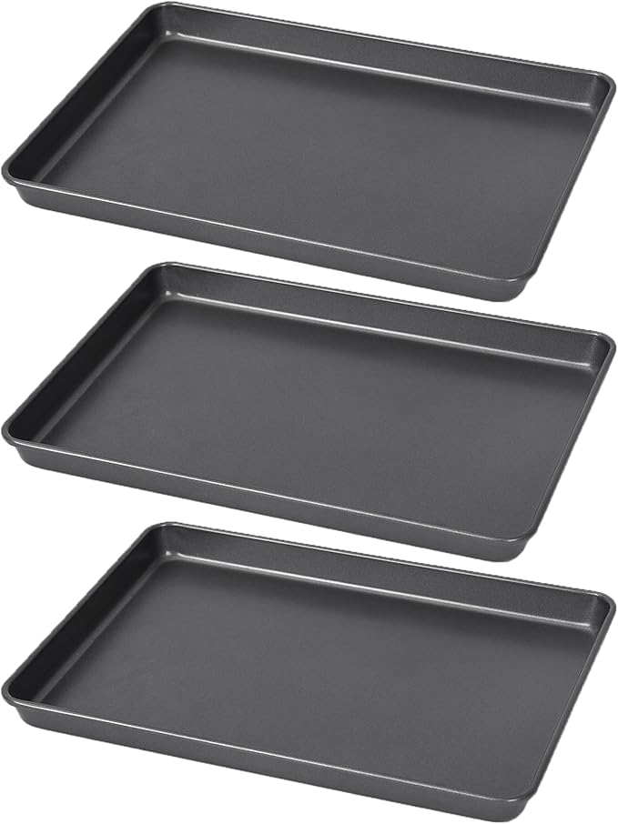 LISI Nonstick Stackable Baking Pans Set, Cookware Sets Baking Tray (13" x 9" (3 Pack Quarter Sheet))