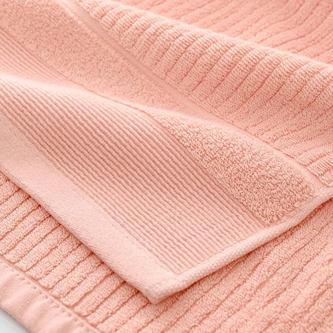 sense gnosis Pink Hand Towel Set of 2 Soft Absorbent Ribbed Striped Pattern 100% Cotton Hand Towel for Bathroom Decorative 13 x 29 Inch
