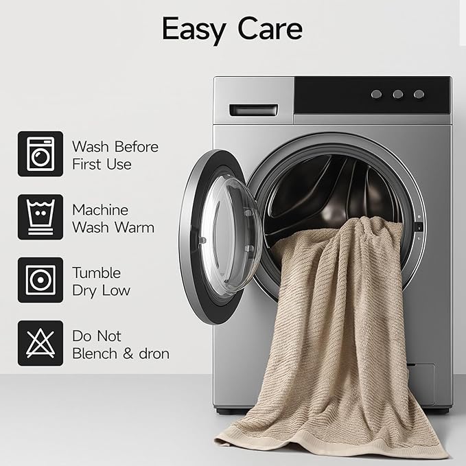 REDKISS 8-Piece Premium Towel Set, 2 Bath Towels, 2 Hand Towels, 4 Washcloths, 100% Cotton, Quick Dry, Highly Absorbent Towels for Bathroom, Gym, Hotel, Spa, Dark Coffee