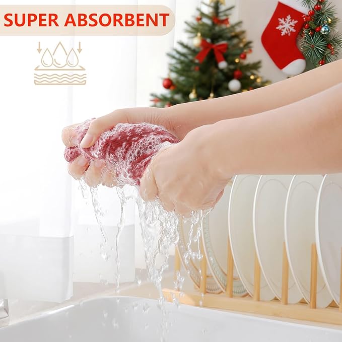 Homaxy 100% Cotton Waffle Weave Kitchen Dish Cloths, Ultra Soft Absorbent Quick Drying Dish Towels, 12 x 12 Inches, 12-Pack, Brick Red