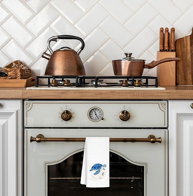 Sea Turtle Hand Towels - Sea Turtle Gifts for Women Men, Turtles Bathroom Decor for Toddler Boys Girls Kids, Coastal Nautical Beach Blue Turtles Decorative Hand Towels for Kitchen, 16x24 in