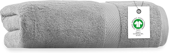 Delara Organic Cotton Luxuriously Plush Bath Sheet | GOTS & Oeko-TEX Certified | Premium Hotel Quality Towels | Feather Touch Technology| 650 GSM Long Staple|Soft, Quick Dry & Ultra-Absorbent 36"x70"
