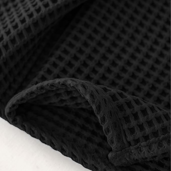 Premium Waffle Hand Towels Pack of 4 Extra Large 20x35 inch - 100% Turkish Cotton, Waffle Weave, Quick Dry, Lint Free, Super Absorbent, Thin Hand Bath Towel (Black, Set of 4 Hand Towels)
