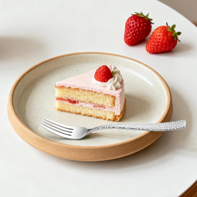 Hammered silverware set, modern flatware set for 4 Heavy duty cutlery set 20piece Stainless Steel fork spoon knife set everyday kitchen, Mirror Finish Dishwasher Safe