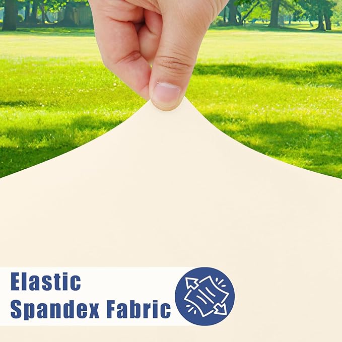 Round Spandex Tablecloth, Elastic Fitted Waterproof Tablecloths for 18"-24" Tables, Stretch Washable Picnic Table Cover for Camping, Dining, Indoor and Outdoor, Beige