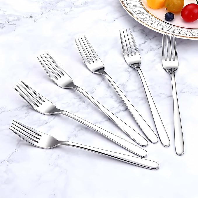 Dinner Forks, Premium 18/10 Stainless Steel Silverware Forks, 6-Piece Set - Classic & Modern Design Flatware Forks, Dishwasher Safe for Home & Restaurant Use