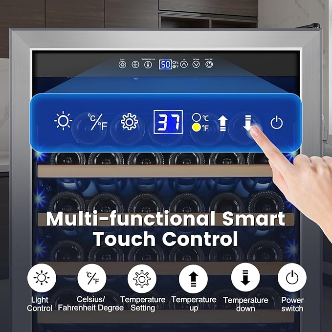 24 Inch Wine Cooler Refrigerator Freestanding, Large Tall Built-in 154-Bottles Wine Fridge, Large Capacity Wine Cellar For Wine Collection, Wine Lovers