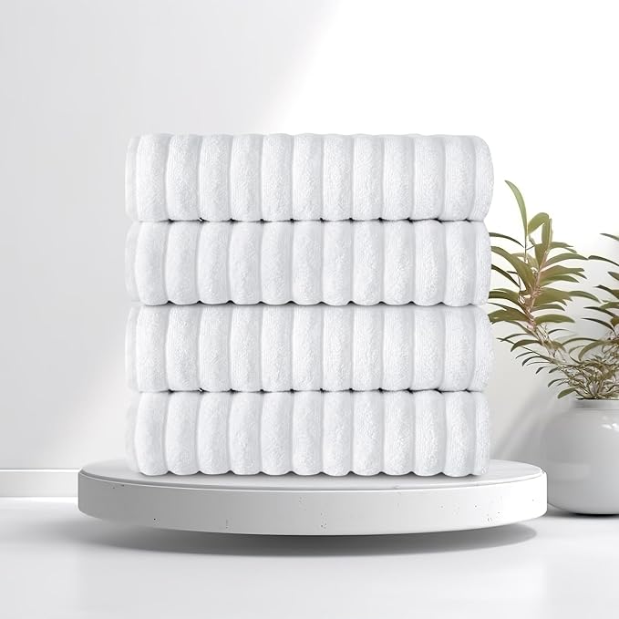 Classic Turkish Towels CTT Premium 4 Pack Bath Towels Set, Made with 100% Turkish Cotton, Spa & Hotel, Quick Drying Towels, Absorbent & Comfy | 27"x54" (White)