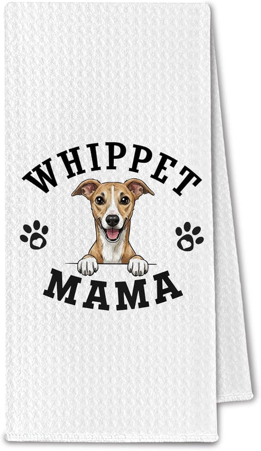 Whippet Kitchen Towels, Dog Mama Whippet Gifts for Women & Dogs Moms, Dog Lover Gifts Decorative Hand Towels for Bathroom, 16x24 Inch